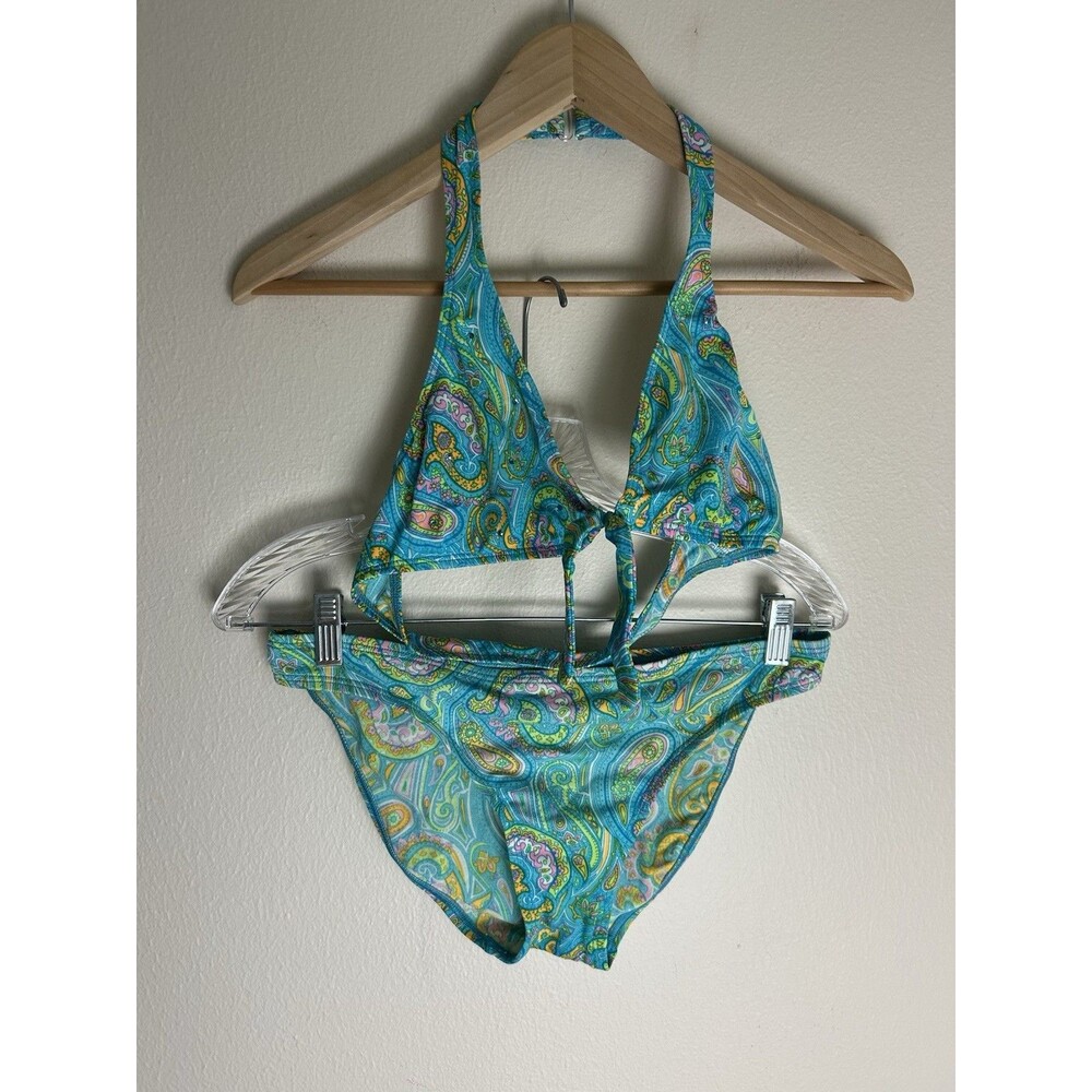 Daffy Waterwear Bikini Swimsuit M Medium Padded Tie Top 90s Y2K Embellished Gem